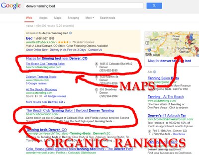 First Page organic and Google places Ranking